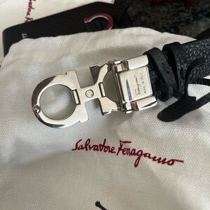 New Salvatore Ferragamo reversible (black/gray) ladies belt w/silver buckle.